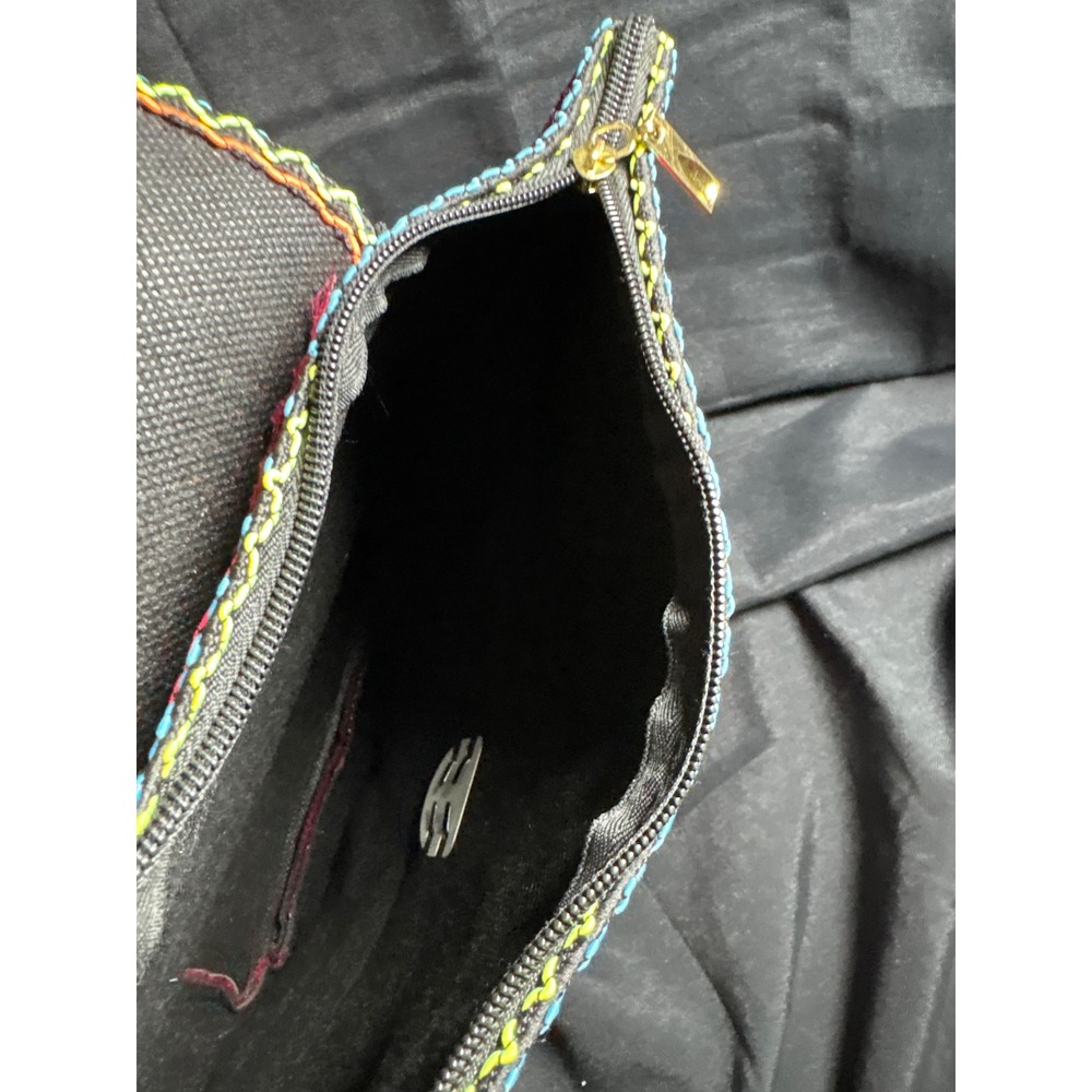 Woven Floral Embroidered Backpack Burgundy Boho Artisan Festival Daypack Small - Picture 3 of 5